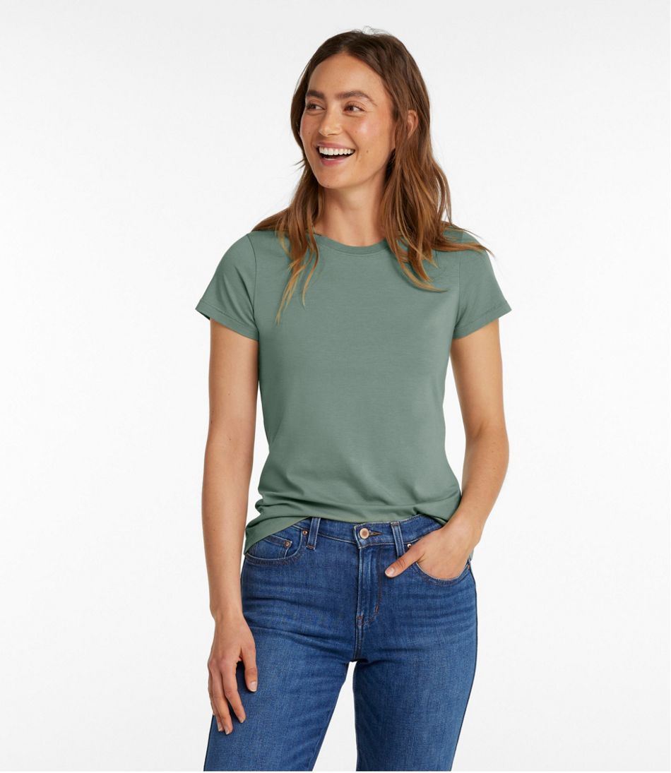 Women's Soft Stretch Supima-Blend Tee, Crewneck Short-Sleeve - L.L.Bean Top Pick