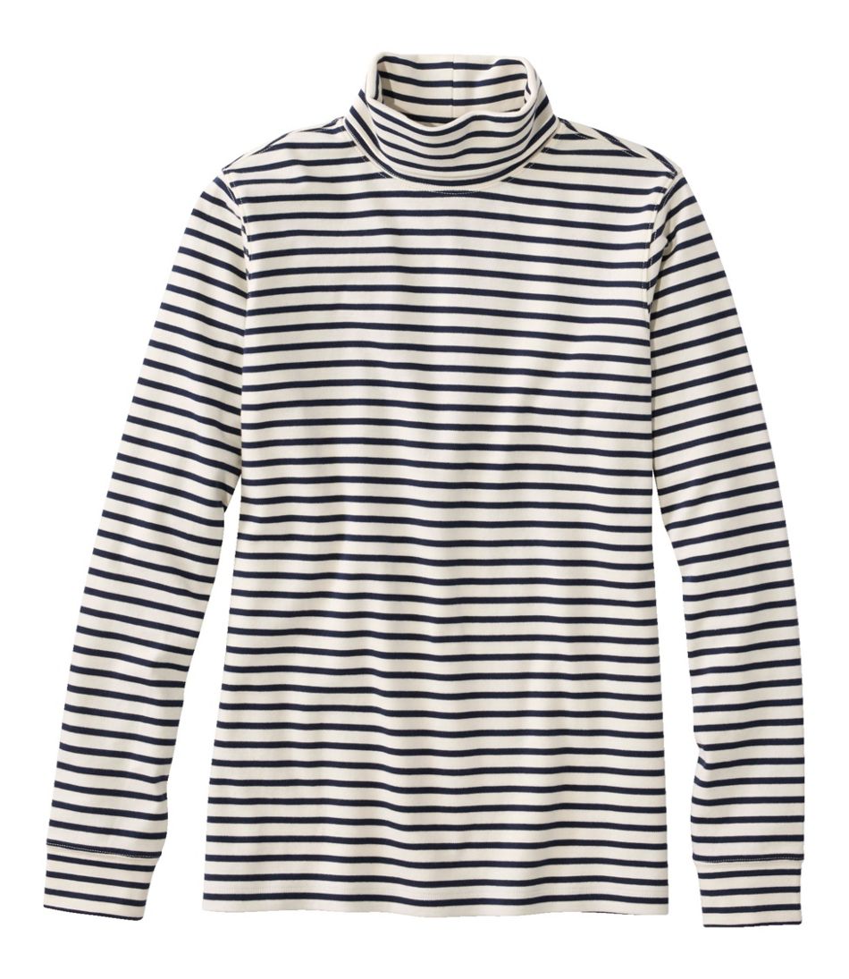 Women's L.L.Bean Interlock Turtleneck, Long-Sleeve Stripe - L.L.Bean Premium