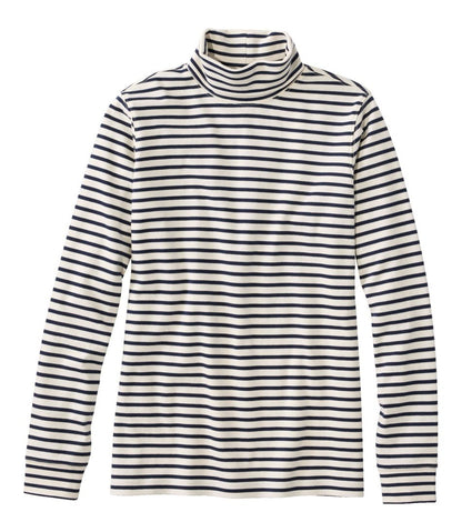 Women's L.L.Bean Interlock Turtleneck, Long-Sleeve Stripe - L.L.Bean Premium
