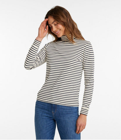 Women's L.L.Bean Interlock Turtleneck, Long-Sleeve Stripe - L.L.Bean Premium
