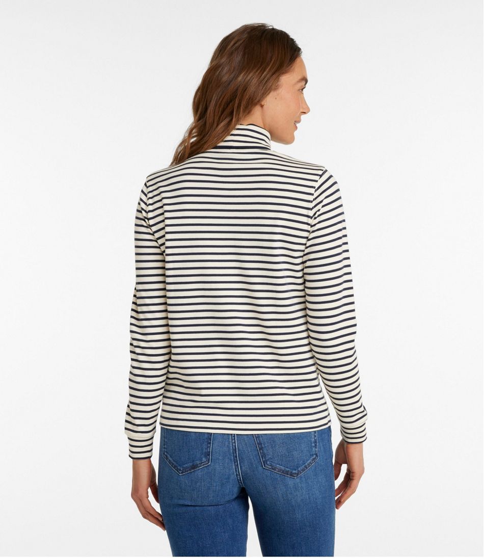 Women's L.L.Bean Interlock Turtleneck, Long-Sleeve Stripe - L.L.Bean Premium