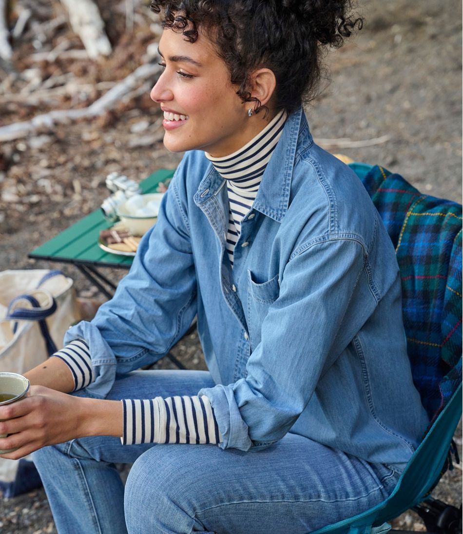 Women's L.L.Bean Interlock Turtleneck, Long-Sleeve Stripe - L.L.Bean Premium