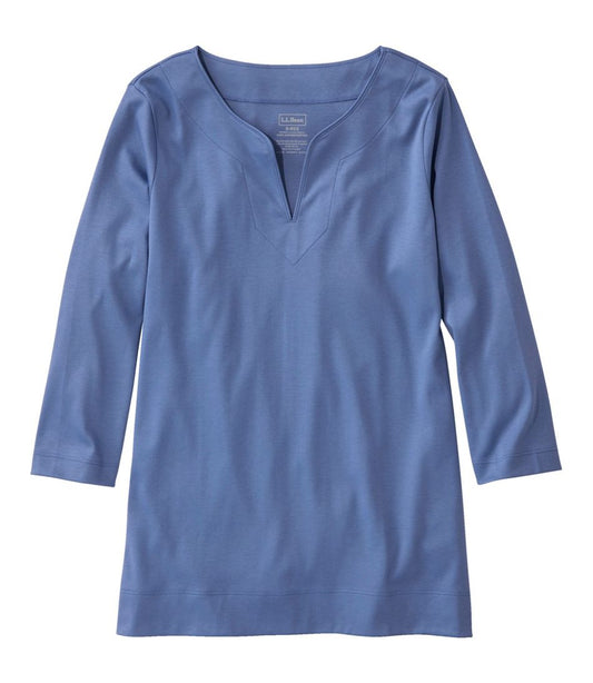 Women's Pima Cotton Tunic, Three-Quarter-Sleeve Splitneck - L.L.Bean Featured