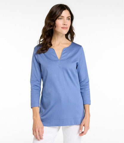 Women's Pima Cotton Tunic, Three-Quarter-Sleeve Splitneck - L.L.Bean Featured