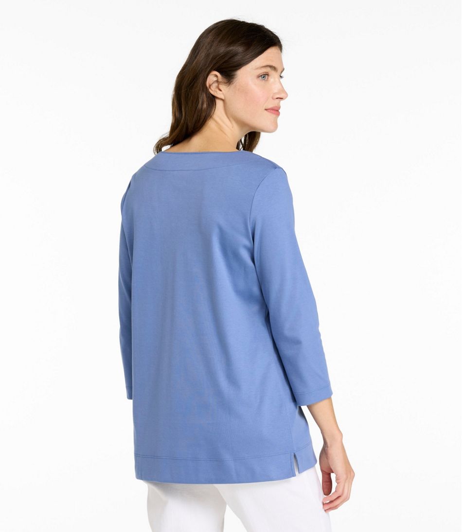 Women's Pima Cotton Tunic, Three-Quarter-Sleeve Splitneck - L.L.Bean Featured