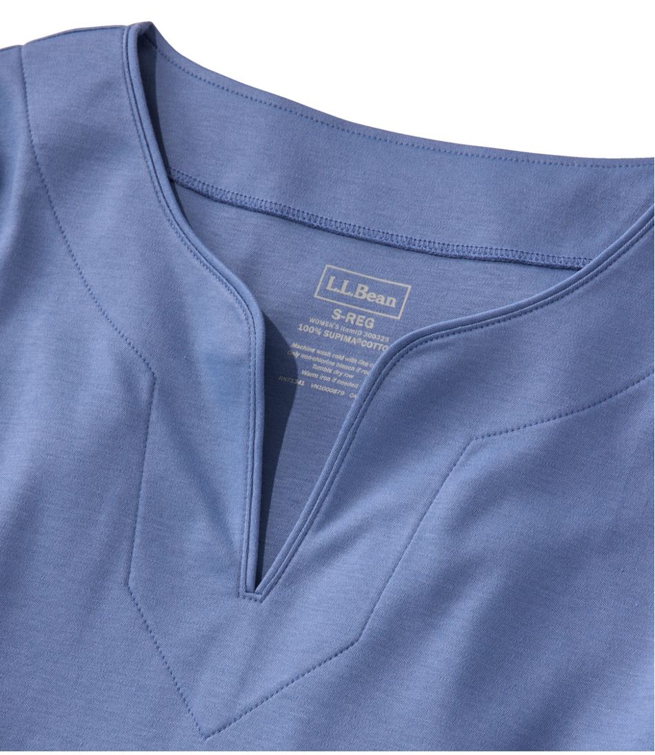 Women's Pima Cotton Tunic, Three-Quarter-Sleeve Splitneck - L.L.Bean Featured