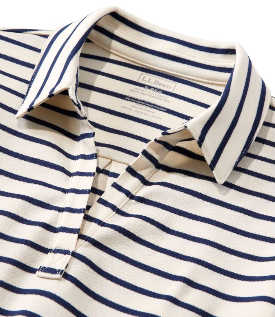 Women's Pima Cotton Tee, Three-Quarter-Sleeve Polo Stripe - L.L.Bean Popular