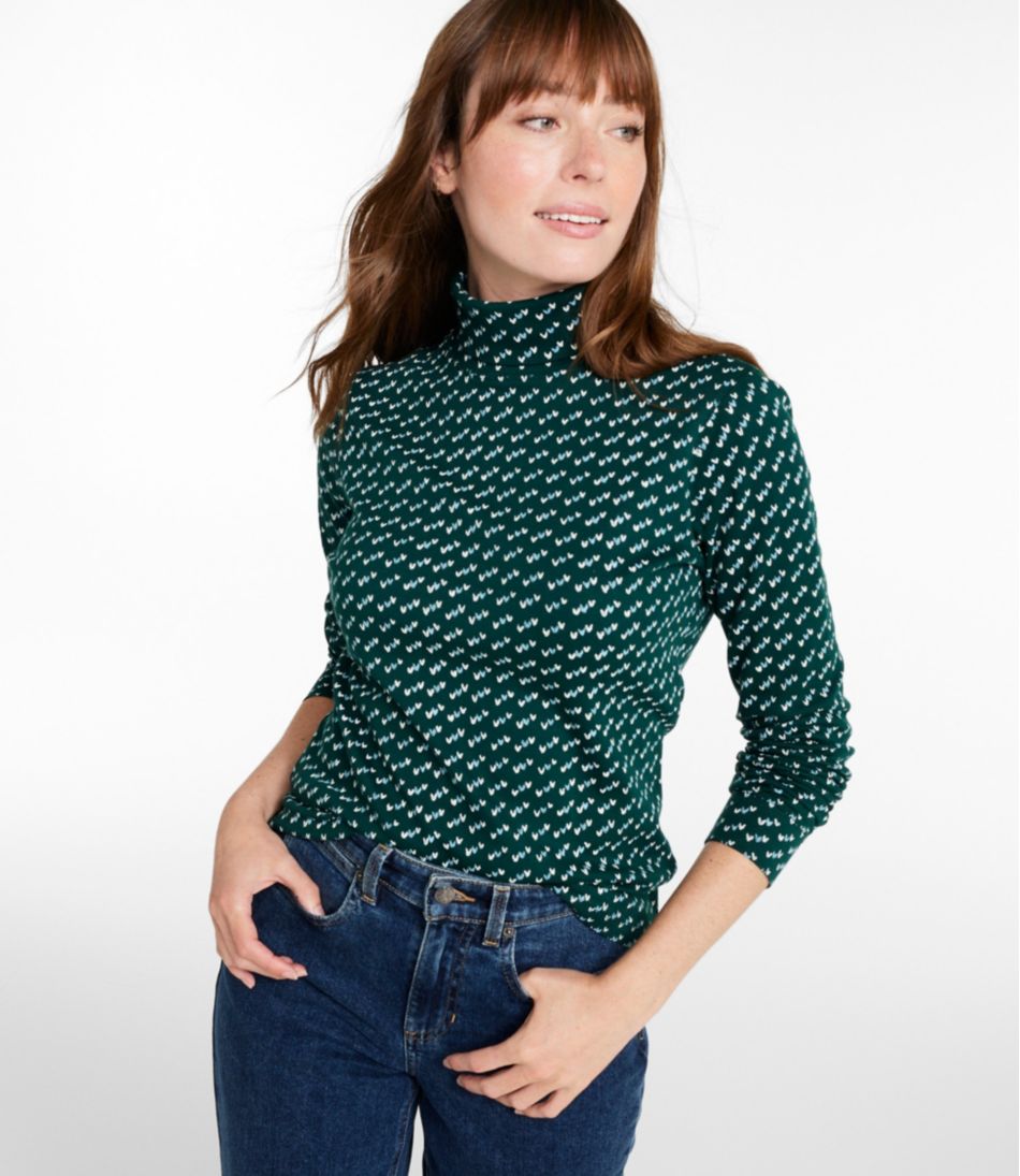 Women's L.L.Bean Interlock Turtleneck, Long-Sleeve Allover Print - L.L.Bean Trending