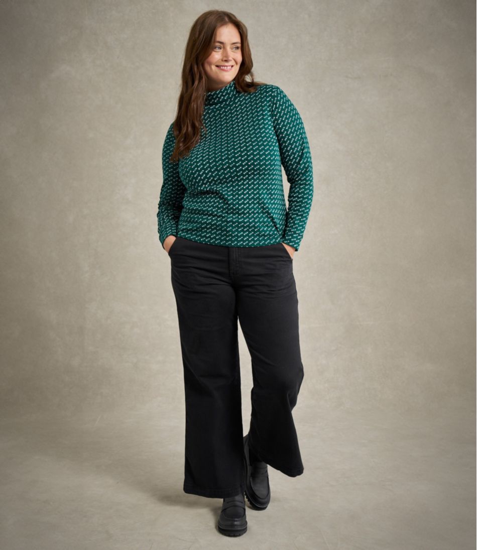 Women's L.L.Bean Interlock Turtleneck, Long-Sleeve Allover Print - L.L.Bean Trending