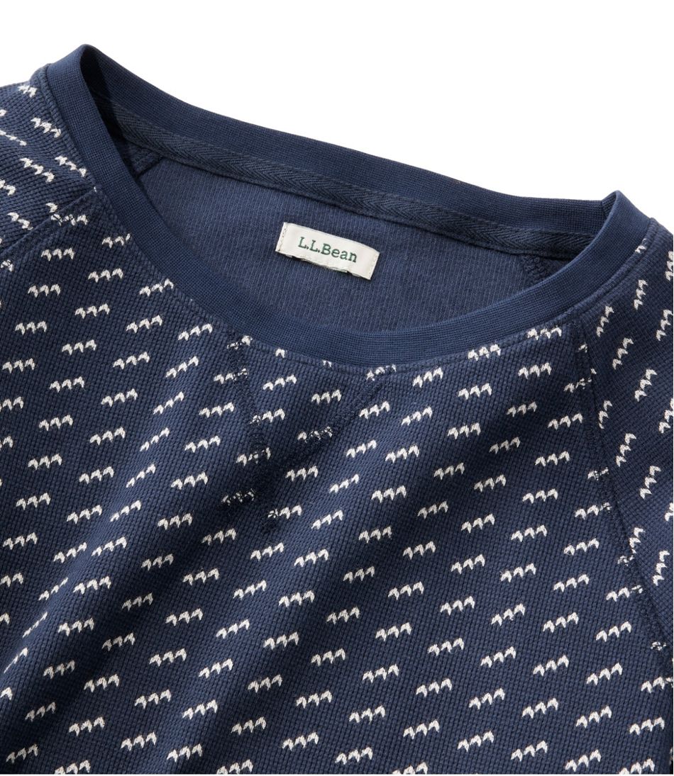 Women's Unshrinkable Mini-Waffle Tee, Long-Sleeve Crewneck Stripe - L.L.Bean Essential