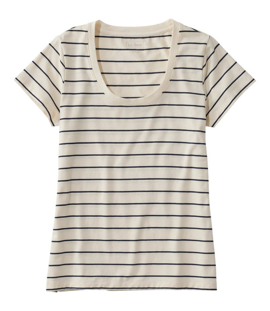 Women's Soft Stretch Supima-Blend Tee, Scoopneck Short-Sleeve Stripe - L.L.Bean Everyday