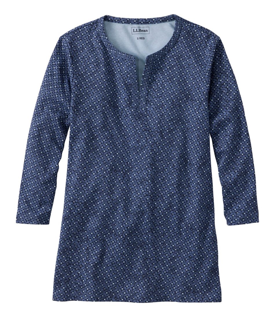 Women's L.L.Bean Tee, Three-Quarter-Sleeve Splitneck Tunic Print - L.L.Bean Value