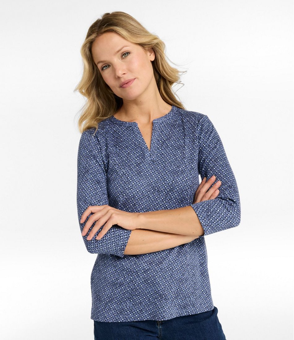 Women's L.L.Bean Tee, Three-Quarter-Sleeve Splitneck Tunic Print - L.L.Bean Value
