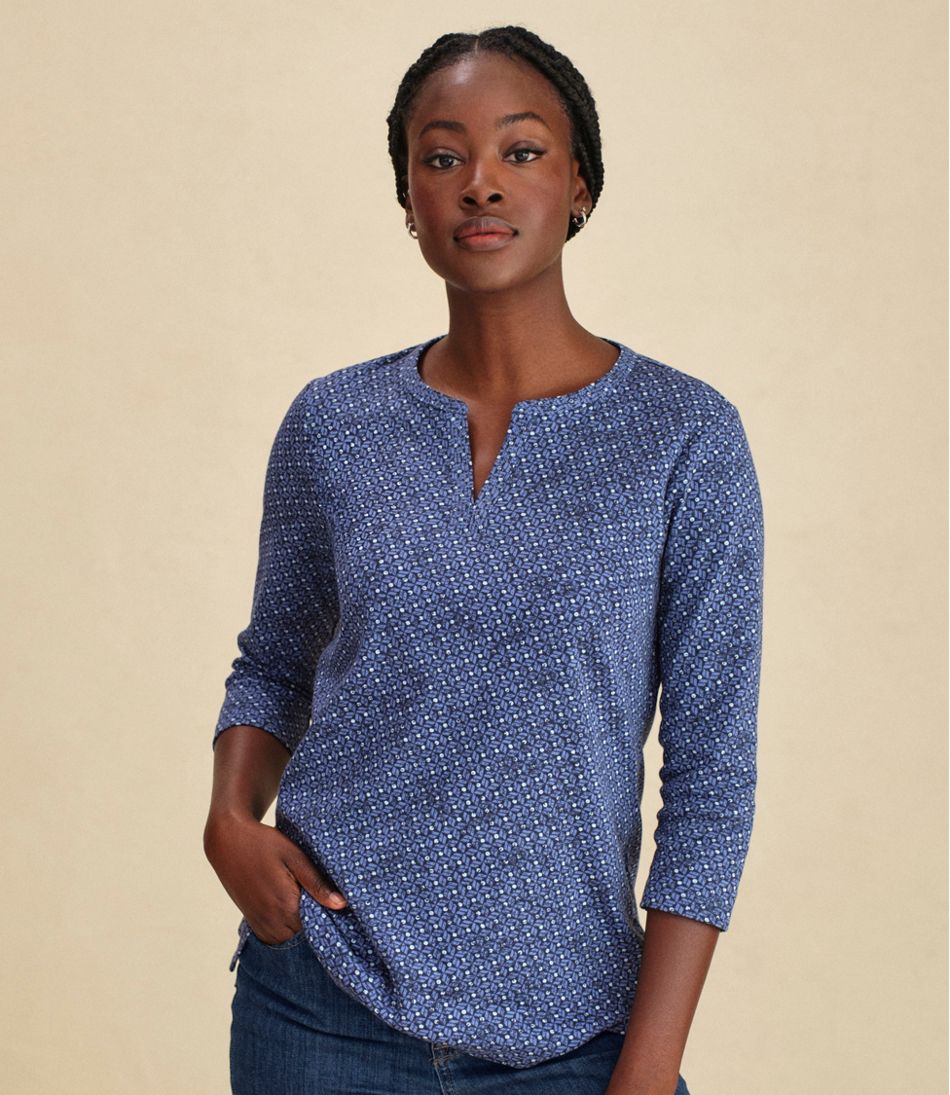 Women's L.L.Bean Tee, Three-Quarter-Sleeve Splitneck Tunic Print - L.L.Bean Value