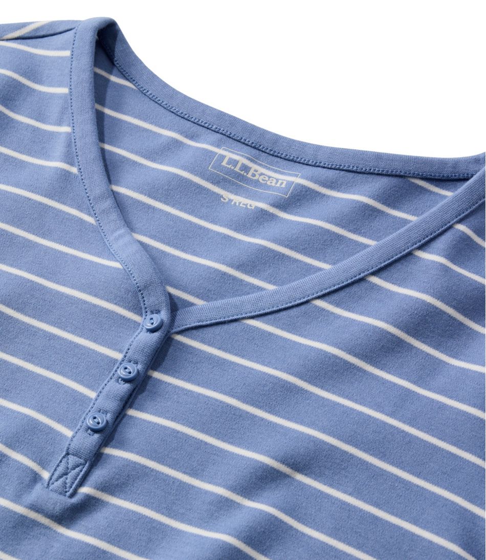 Women's L.L.Bean V-Neck Henley, Long-Sleeve Stripe - L.L.Bean Quality