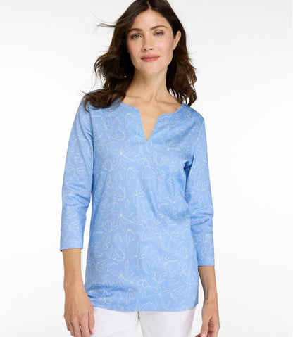Women's Pima Cotton Tunic, Three-Quarter-Sleeve Splitneck Print - L.L.Bean Trusted