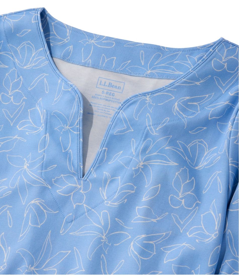 Women's Pima Cotton Tunic, Three-Quarter-Sleeve Splitneck Print - L.L.Bean Trusted