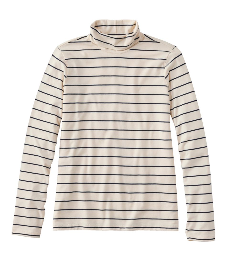 Women's Soft Stretch Supima-Blend Tee, Turtleneck Stripe - L.L.Bean Customer Favorite