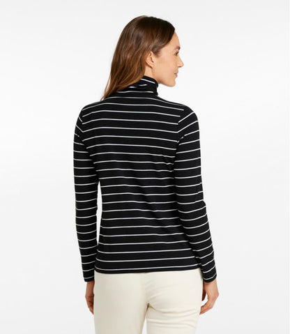 Women's Soft Stretch Supima-Blend Tee, Turtleneck Stripe - L.L.Bean Customer Favorite
