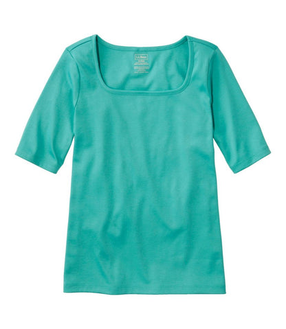 Women's Pima Cotton Tee, Soft Squareneck Elbow-Sleeve - L.L.Bean Top Pick