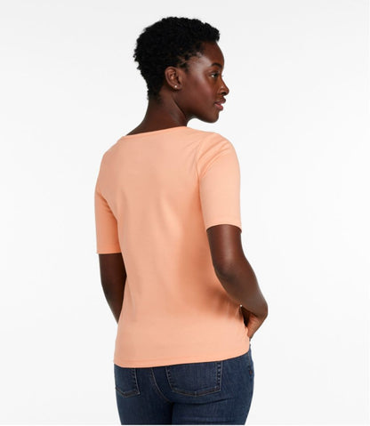 Women's Pima Cotton Tee, Soft Squareneck Elbow-Sleeve - L.L.Bean Top Pick