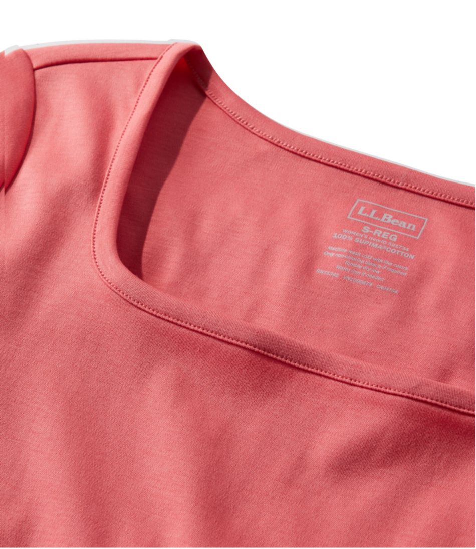 Women's Pima Cotton Tee, Soft Squareneck Elbow-Sleeve - L.L.Bean Top Pick