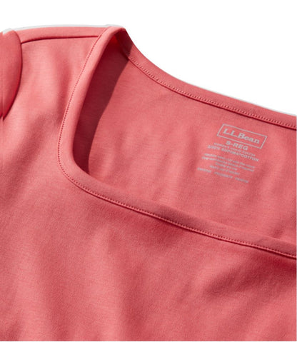 Women's Pima Cotton Tee, Soft Squareneck Elbow-Sleeve - L.L.Bean Top Pick