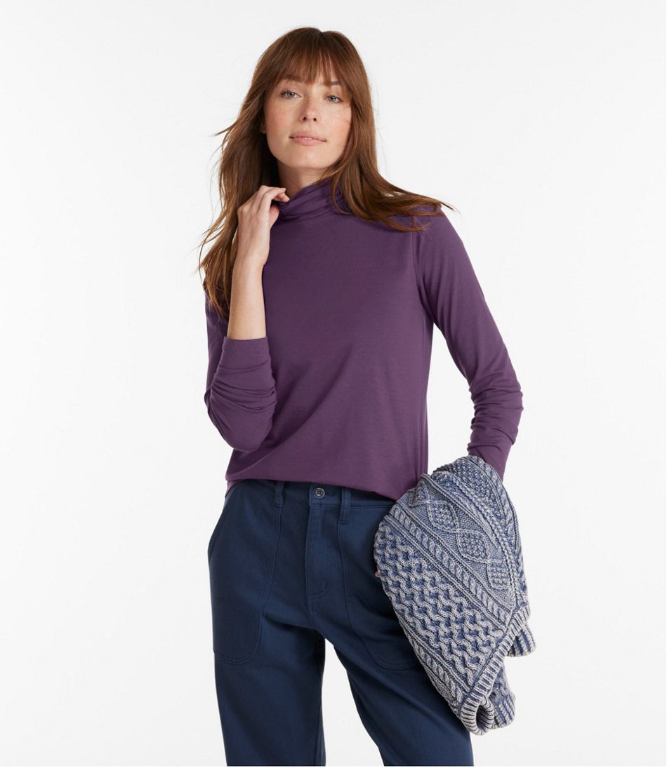 Women's Soft Stretch Supima-Blend Tee, Turtleneck - L.L.Bean Featured