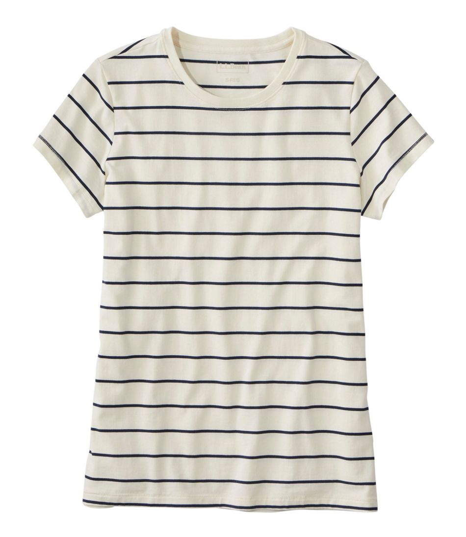 Women's Soft Stretch Supima-Blend Tee, Crewneck Short-Sleeve Striped - L.L.Bean Recommended