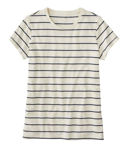 Women's Soft Stretch Supima-Blend Tee, Crewneck Short-Sleeve Striped - L.L.Bean Recommended