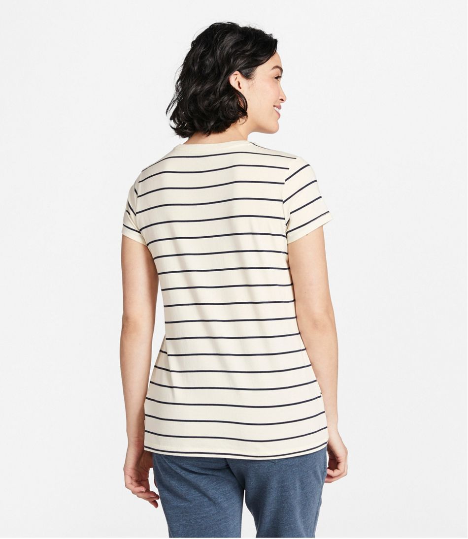 Women's Soft Stretch Supima-Blend Tee, Crewneck Short-Sleeve Striped - L.L.Bean Recommended