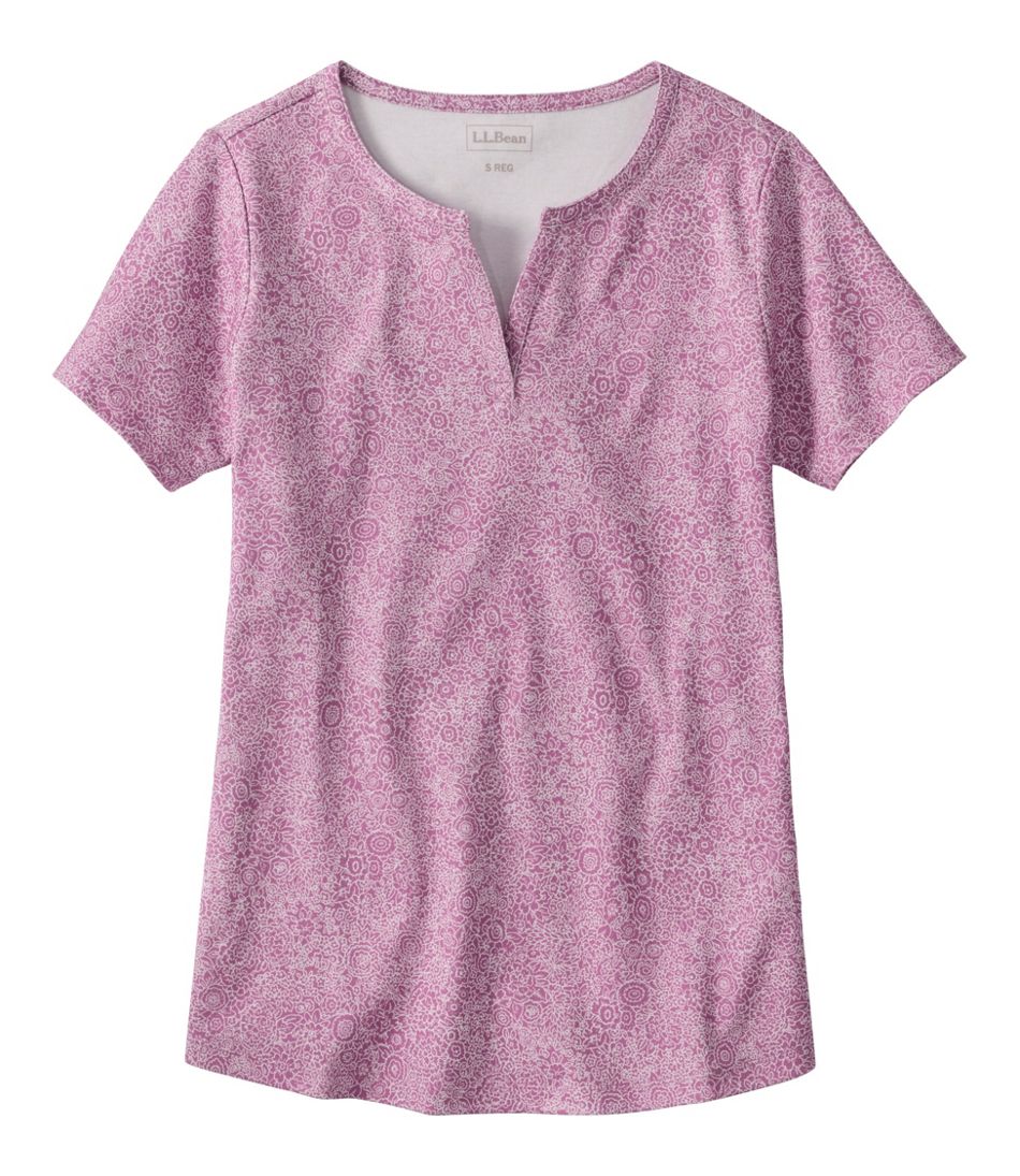 Women's L.L.Bean Tee, Short-Sleeve Notch-Neck Print - L.L.Bean Essential