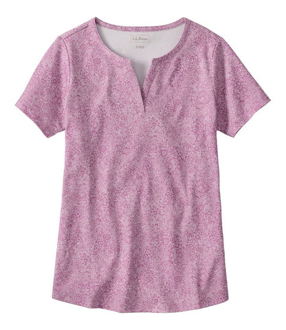 Women's L.L.Bean Tee, Short-Sleeve Notch-Neck Print - L.L.Bean Essential