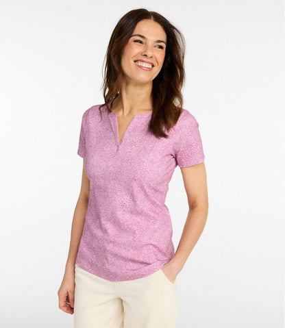 Women's L.L.Bean Tee, Short-Sleeve Notch-Neck Print - L.L.Bean Essential