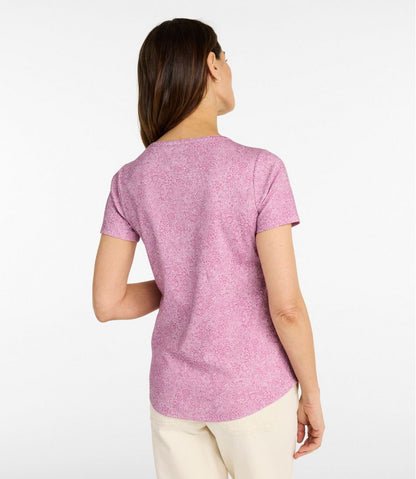 Women's L.L.Bean Tee, Short-Sleeve Notch-Neck Print - L.L.Bean Essential