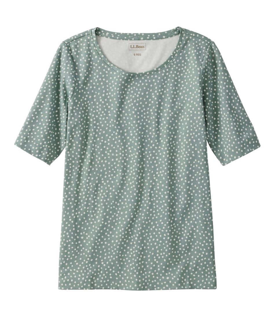 Women's L.L.Bean Jewelneck Tee, Elbow-Sleeve Print - L.L.Bean Value