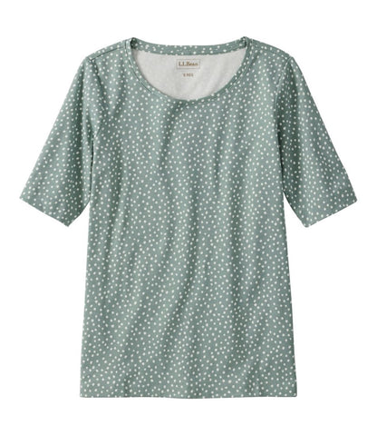 Women's L.L.Bean Jewelneck Tee, Elbow-Sleeve Print - L.L.Bean Value