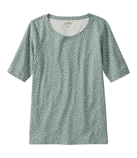 Women's L.L.Bean Jewelneck Tee, Elbow-Sleeve Print - L.L.Bean Value