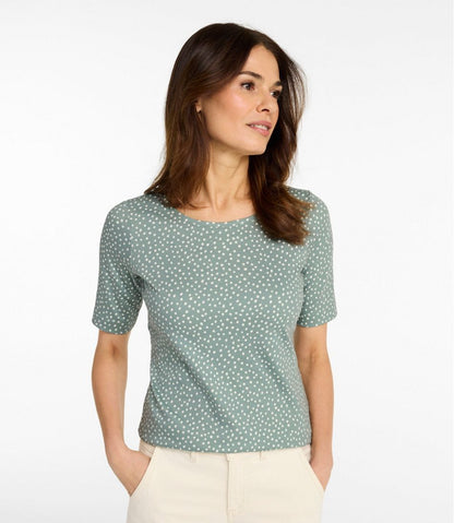 Women's L.L.Bean Jewelneck Tee, Elbow-Sleeve Print - L.L.Bean Value