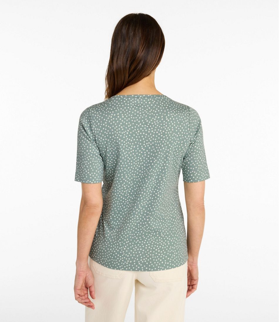 Women's L.L.Bean Jewelneck Tee, Elbow-Sleeve Print - L.L.Bean Value