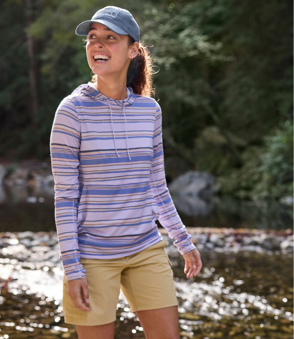 Women's Everyday SunSmart® Hooded Pullover, Long-Sleeve Stripe - L.L.Bean Trusted