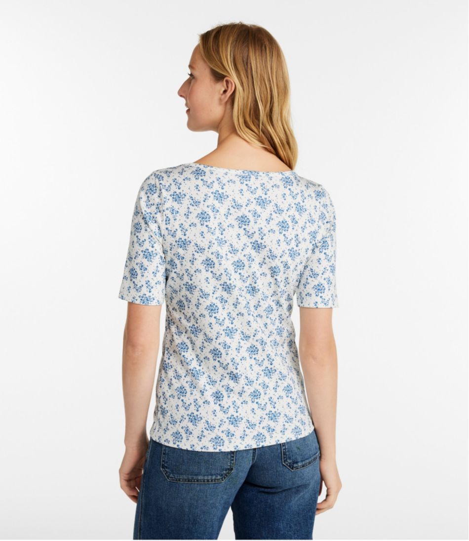 Women's Pima Cotton Tee, Soft Squareneck Elbow-Sleeve - L.L.Bean Customer Favorite
