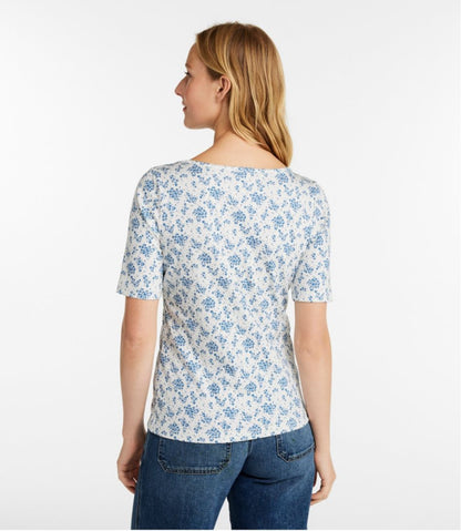 Women's Pima Cotton Tee, Soft Squareneck Elbow-Sleeve - L.L.Bean Customer Favorite