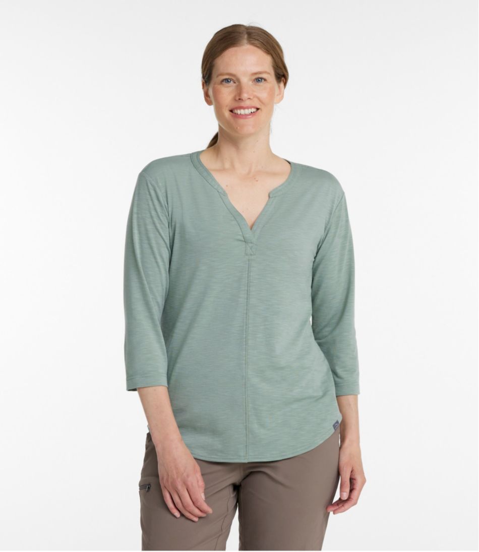 Women's Streamside Tee, Three-Quarter-Sleeve Splitneck - L.L.Bean Recommended