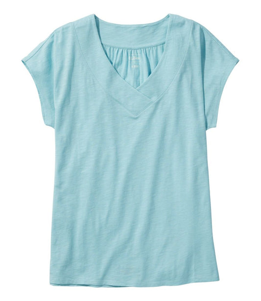 Women's Organic Cotton Tee, V-Neck Cap-Sleeve - L.L.Bean Exclusive