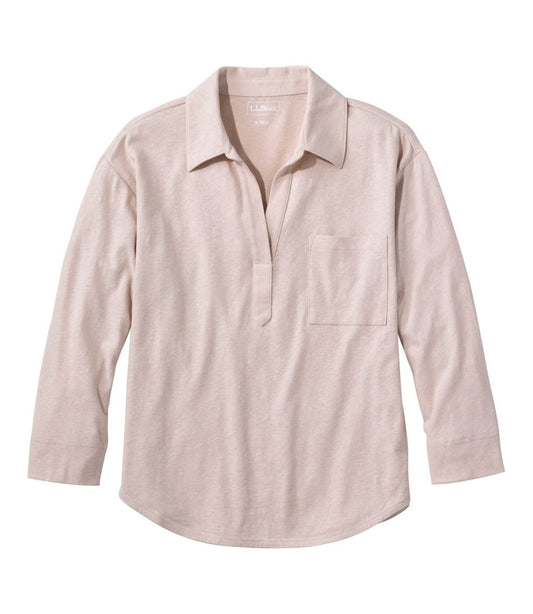 Women's Linen/Cotton Tee, Three-Quarter-Sleeve Splitneck Polo - L.L.Bean Essential