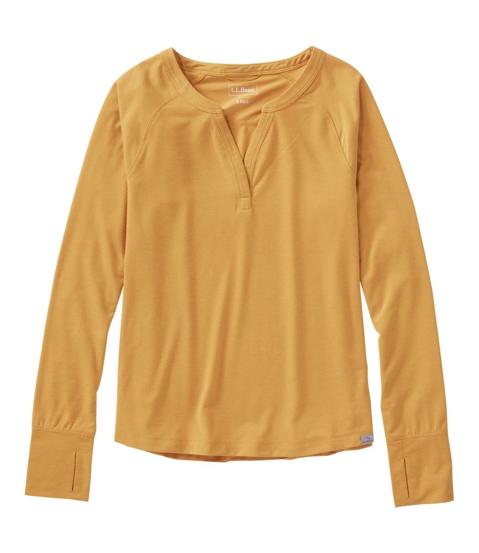 Women's Ribbed Performance Tee, Long-Sleeve Splitneck - L.L.Bean Latest