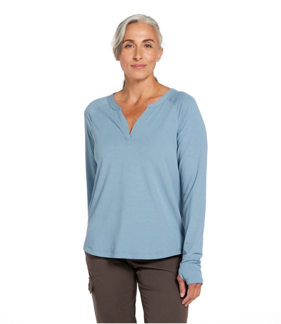 Women's Ribbed Performance Tee, Long-Sleeve Splitneck - L.L.Bean Latest