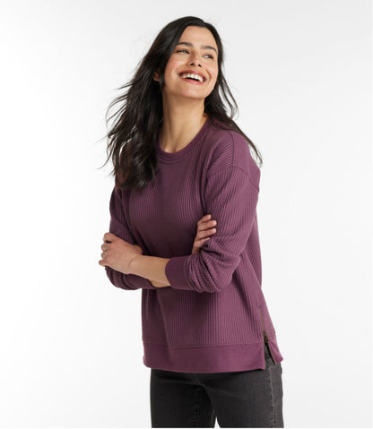 Women's Birchwood Brushed Waffle Top, Crewneck - L.L.Bean Premium