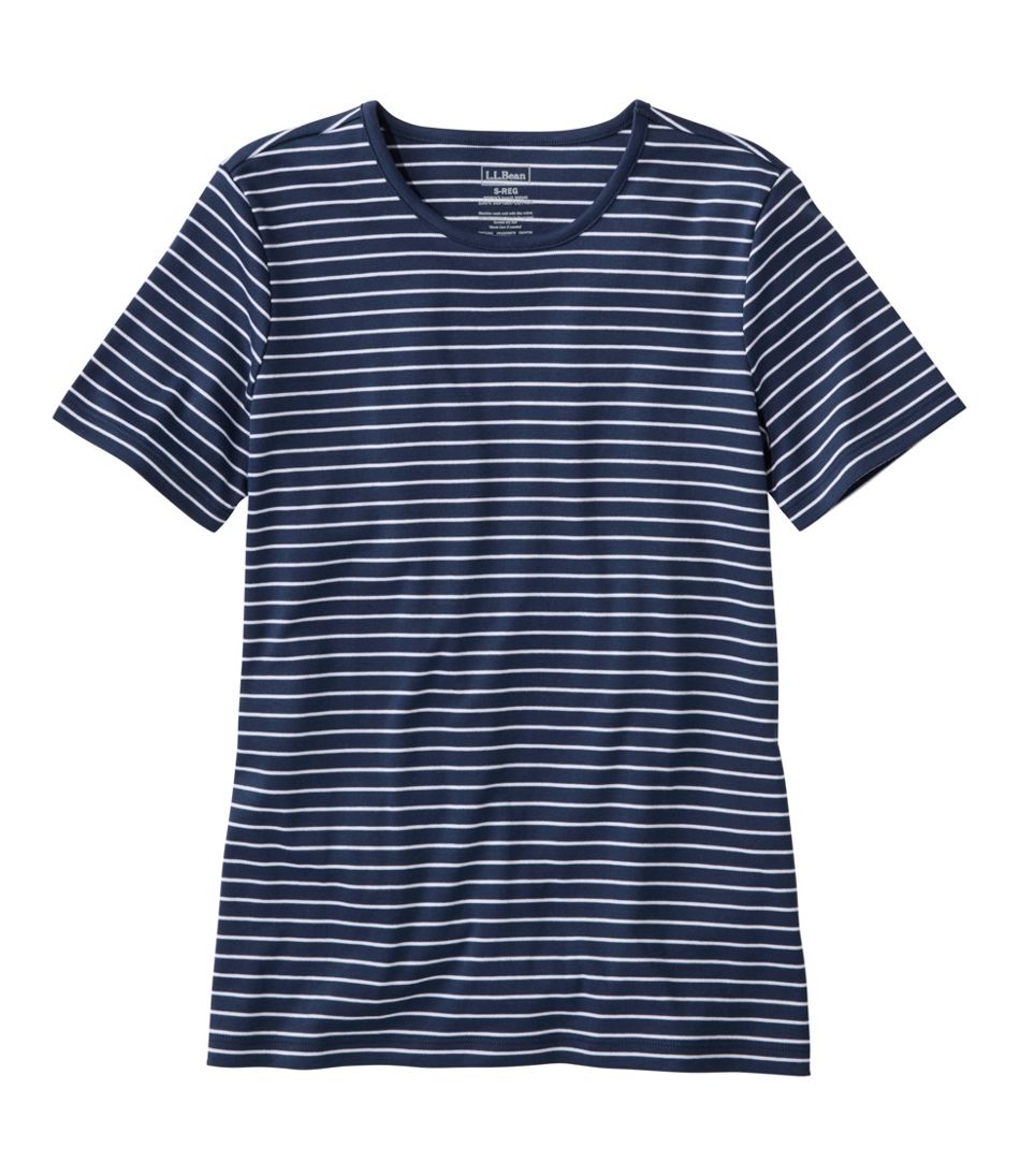 Women's Pima Cotton Tee, Short-Sleeve Crewneck Stripe - L.L.Bean New